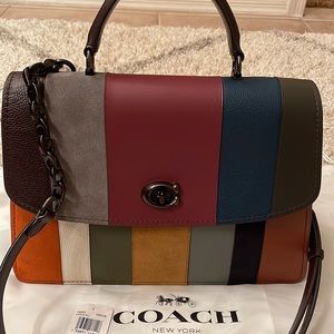 COACH Patchwork stripe Parker top handle bag